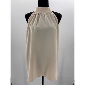 BTFBM Women's Beige Halter Neck Sleeveless Bow Back Top Size L